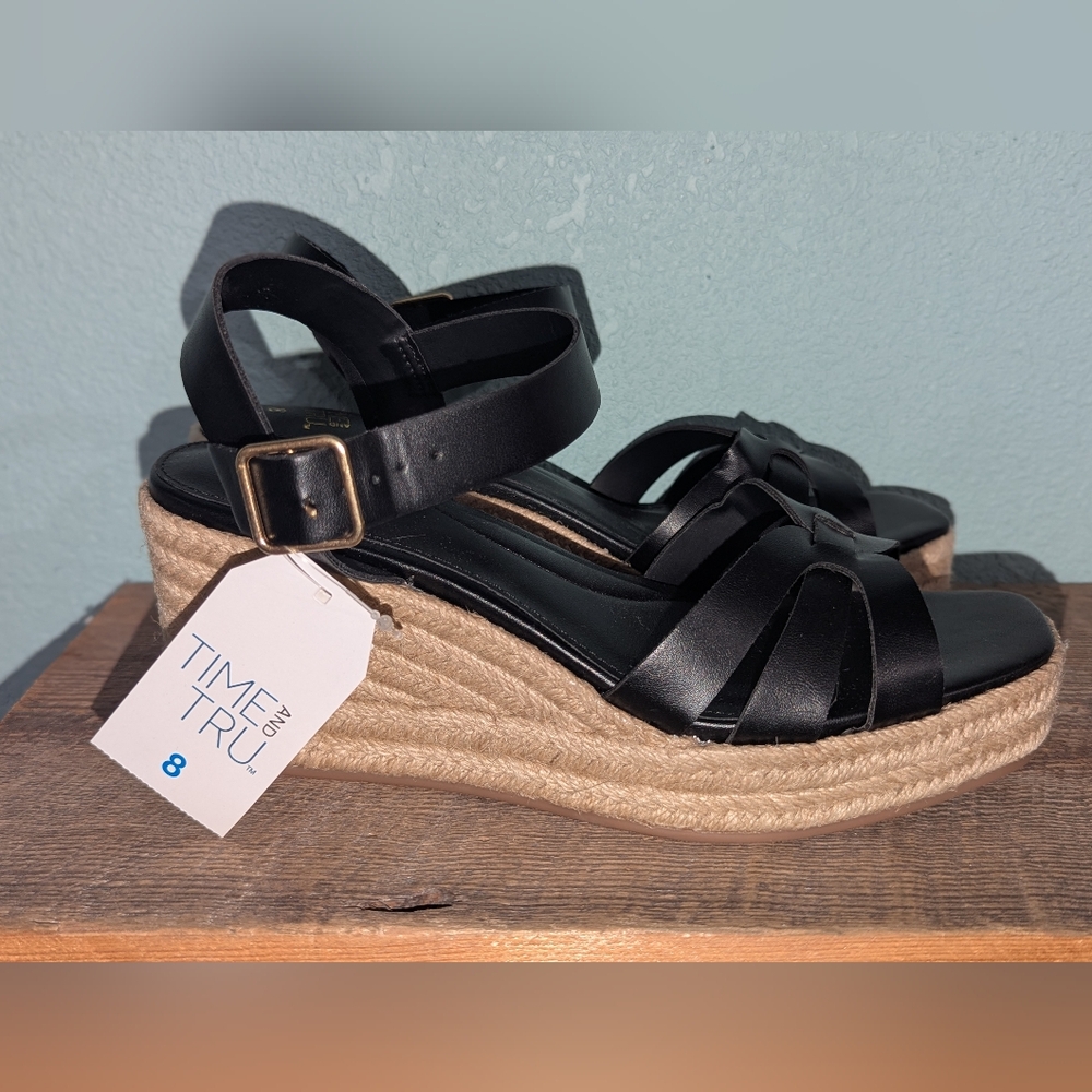 Time‎ and Tru Black Wedge Sandals - Picture 5 of 6